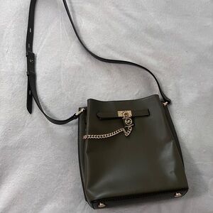 Chic Olive Crossbody Bag with Chain Detail